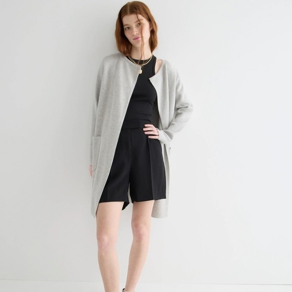 J crew Juliette collarless sweater blazer heather dove grey - Picture 1 of 4